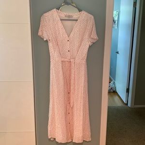 Loft size 10 button front and tie dress calf length dress